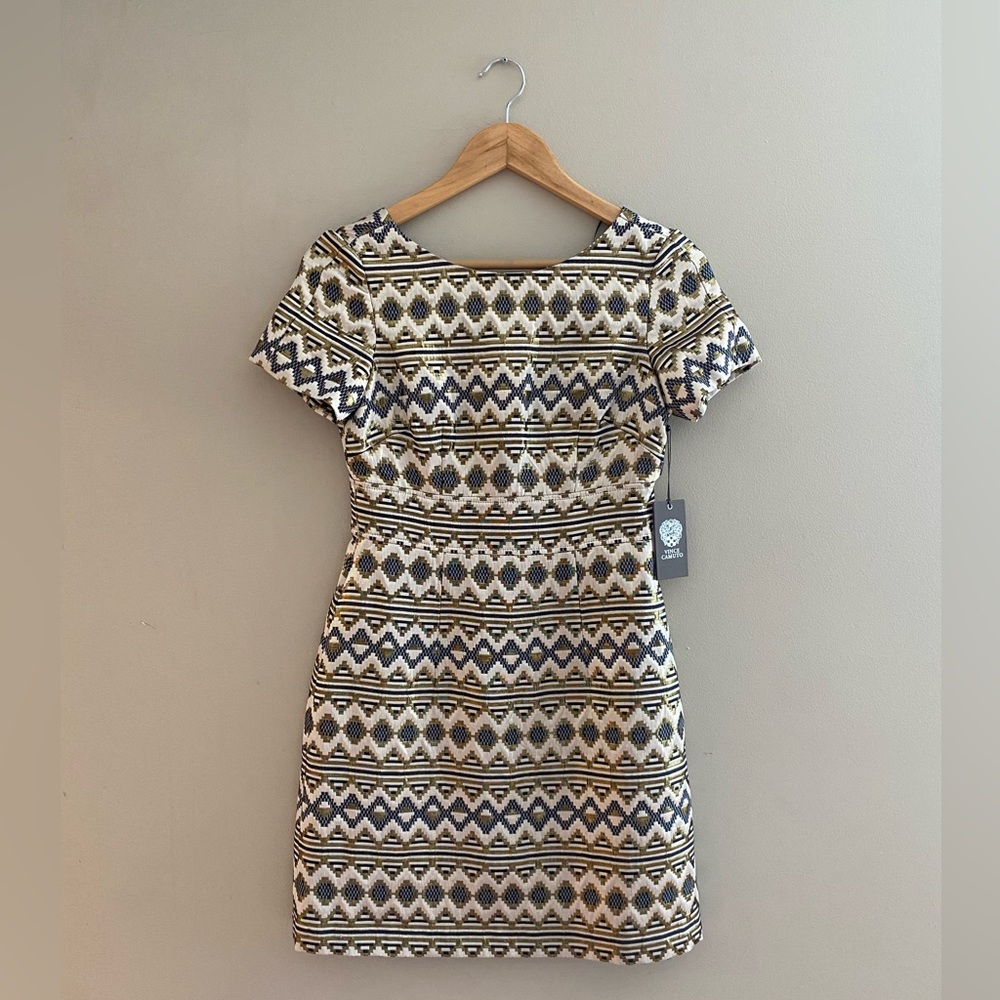 Vince Camuto gold pattern dress